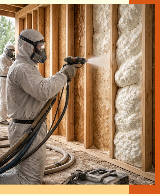 Утепление каркасного дома ППУ в Сорочинске от 2892 руб./м2 — работа под ключ | ТепломастерСрч