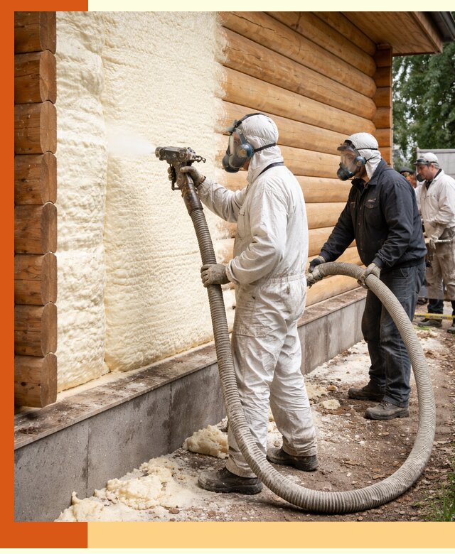 Утепление дома из бруса пенополиуретаном в Сорочинске