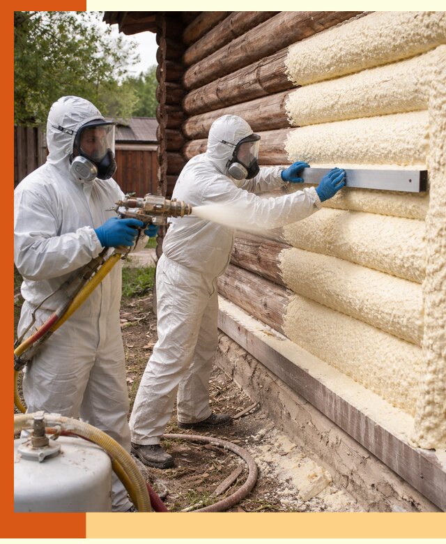 Утепление бревенчатого дома ППУ в Сорочинске эффективной изоляцией