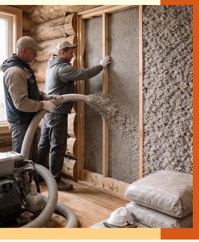 Утепление бревенчатого дома эковатой в Сорочинске от 2840 руб. | ТепломастерСрч