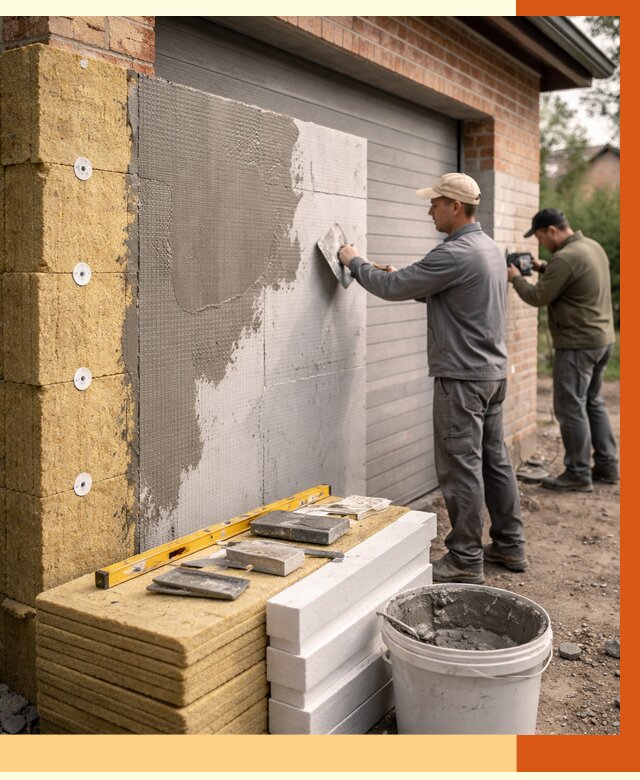 Утепление гаража снаружи в Сорочинске от 4338 руб. за м2 — наружное утепление под ключ | ТепломастерСрч