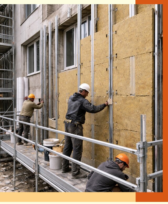 Утепление вентилируемого фасада в Сорочинске от 5784 руб/м2 — монтаж и утепление вентфасад | ТепломастерСрч