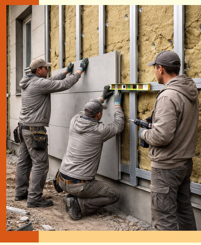 Утепление вентилируемого фасада под ключ в Сорочинске