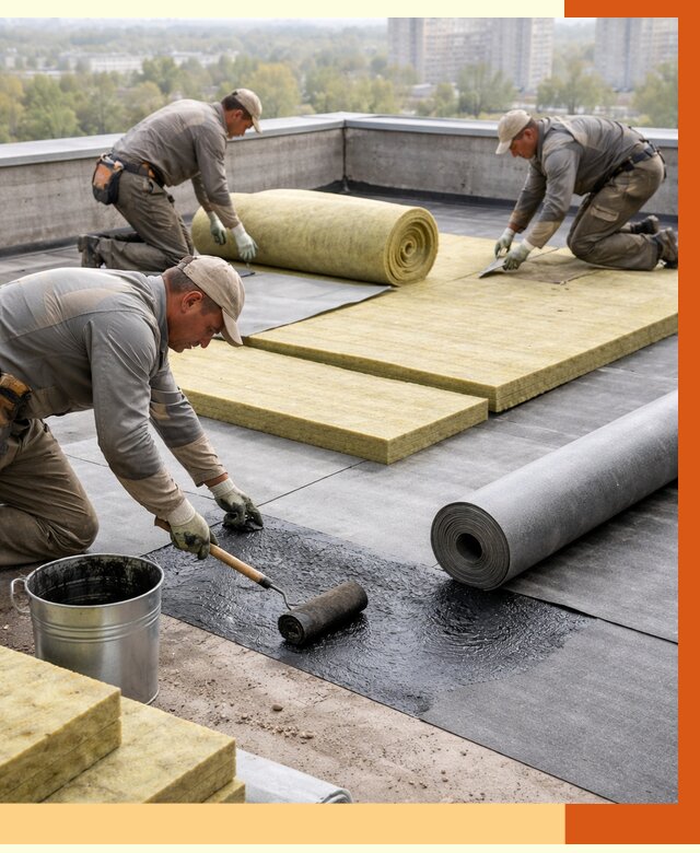 Утепление плоской крыши в Сорочинске от 7436 руб./м2 под ключ | ТепломастерСрч