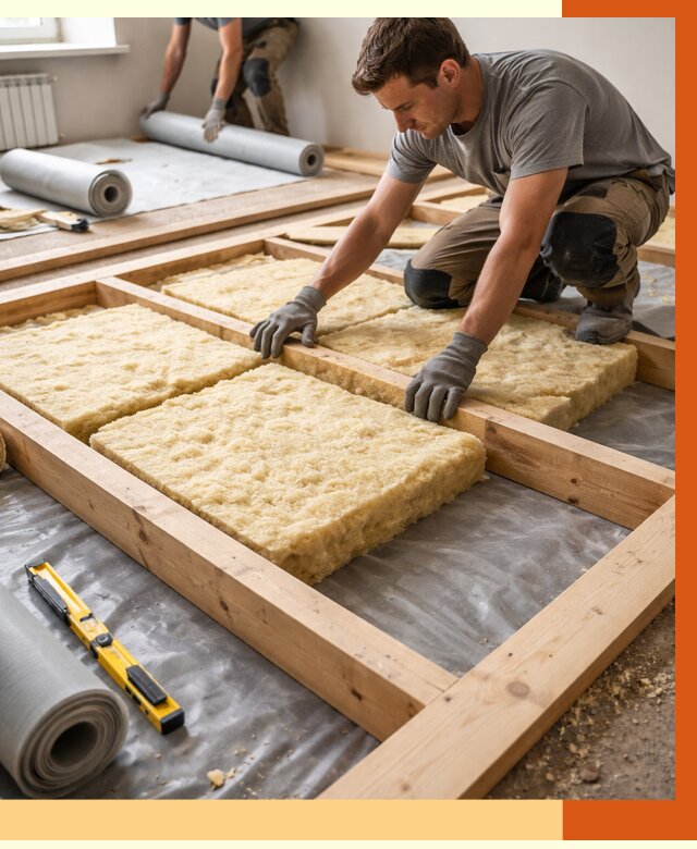 Утепление деревянного пола в Сорочинске от 1549 руб./м2 под ключ | ТепломастерСрч