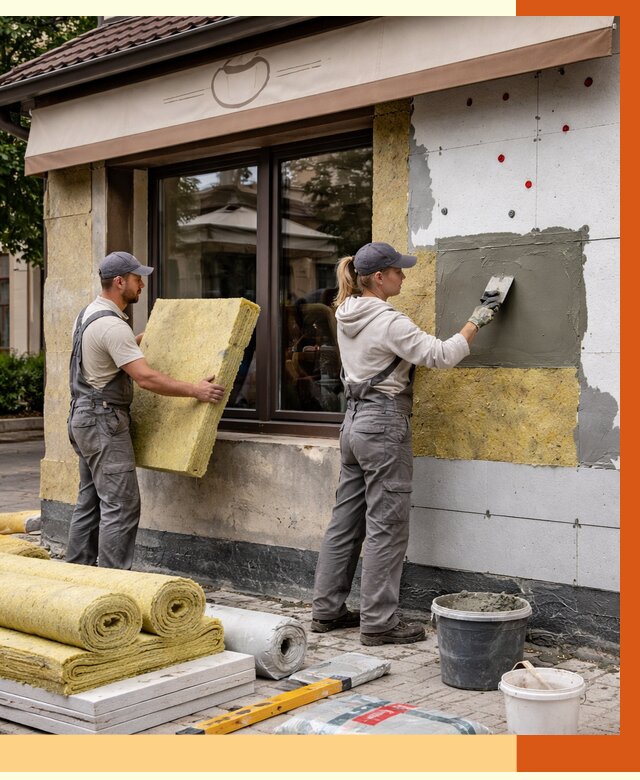 Утепление кафе в Сорочинске от 4338 руб/м2 — комплексно под ключ | ТепломастерСрч