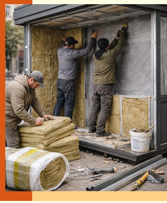 Утепление павильона шаурмы под ключ в Сорочинске