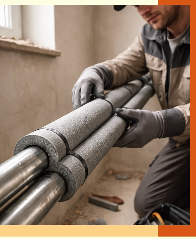 Утепление труб отопления в Сорочинске от 2943 руб. за м² — услуги под ключ | ТепломастерСрч