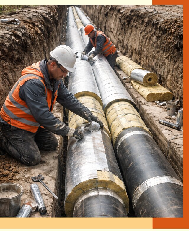 Утепление теплотрассы в Сорочинске от 4648 руб./м2 — ппу и комплексная изоляция | ТепломастерСрч