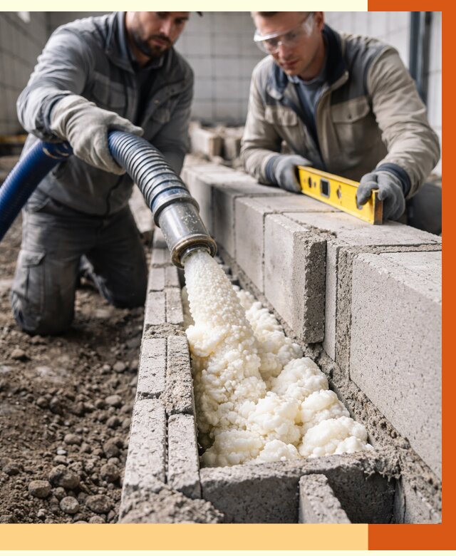 Заполнение колодцевой кладки ППУ в Сорочинске от 4338 руб. за м2 | ТепломастерСрч