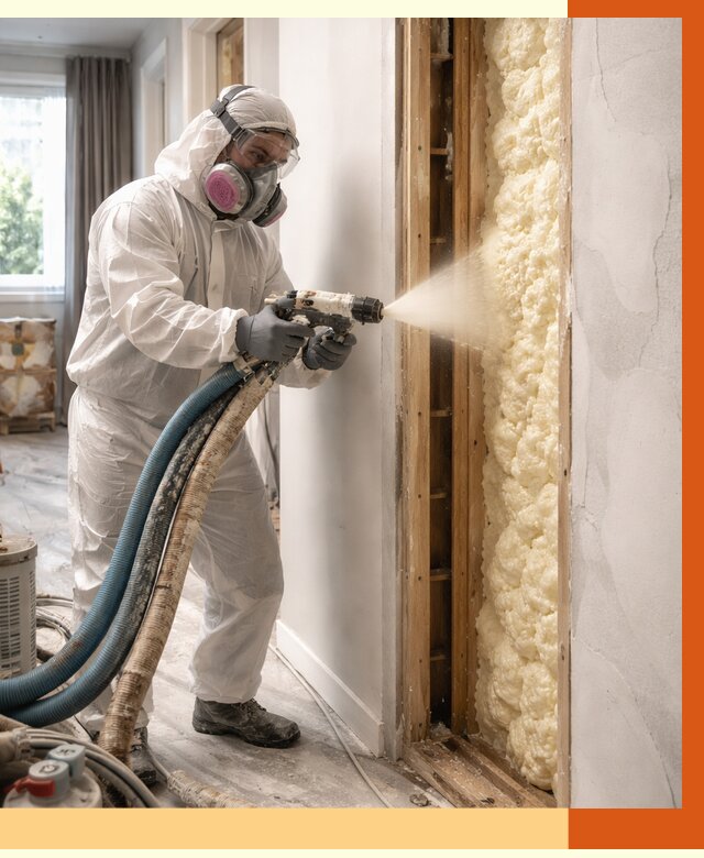 Межстеновое утепление ППУ в Сорочинске от 2840 руб/м2 — межстенное утепление под ключ | ТепломастерСрч