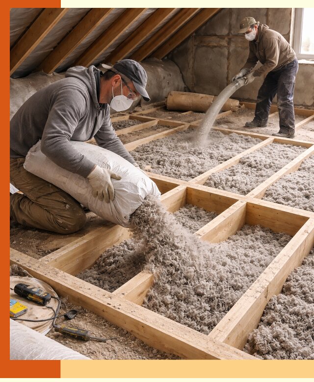 Заполнение полостей чердачного перекрытия в Сорочинске качественно и надёжно