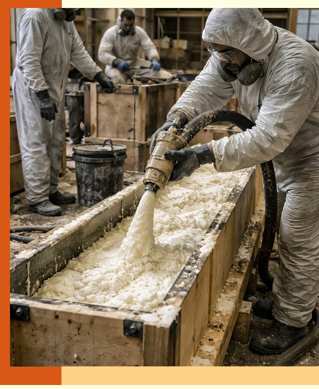 Заливка пенополиуретана в формы для утепления в Сорочинске