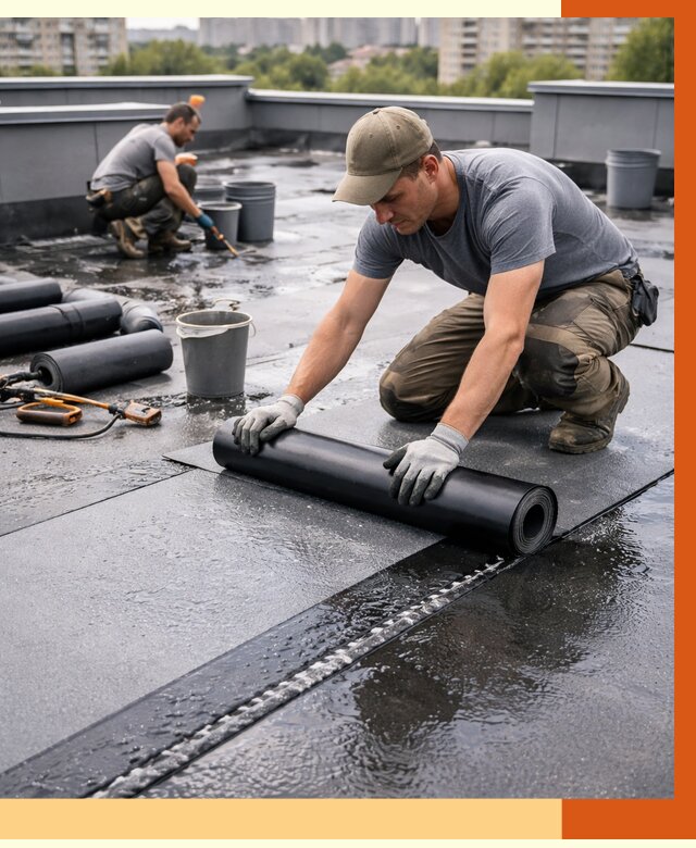 Гидроизоляция плоской кровли в Сорочинске от 4648 руб./м2 — профессионально | ТепломастерСрч