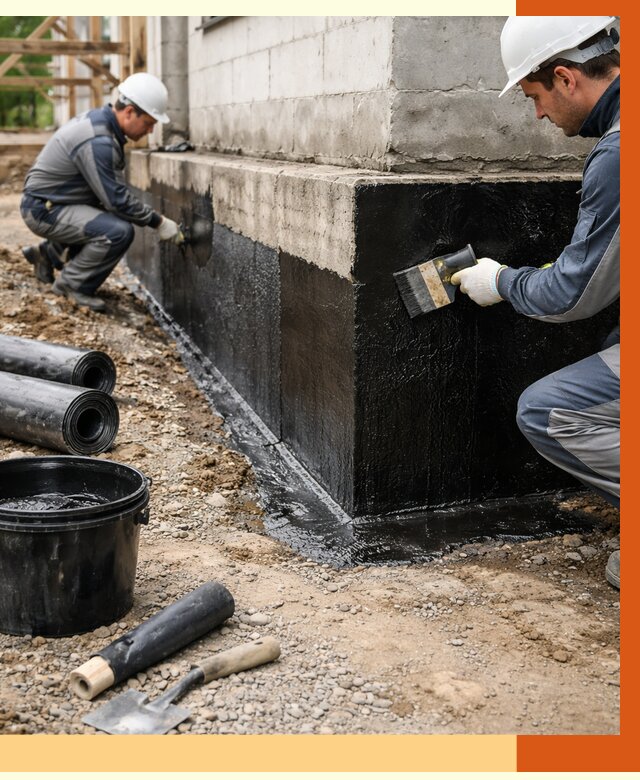 Гидроизоляция фундамента в Сорочинске от 1291 руб. — профессионально, под ключ | ТепломастерСрч