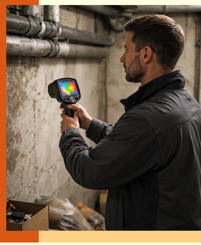 Тепловизионное обследование подвала в Сорочинске для поиска утечек тепла