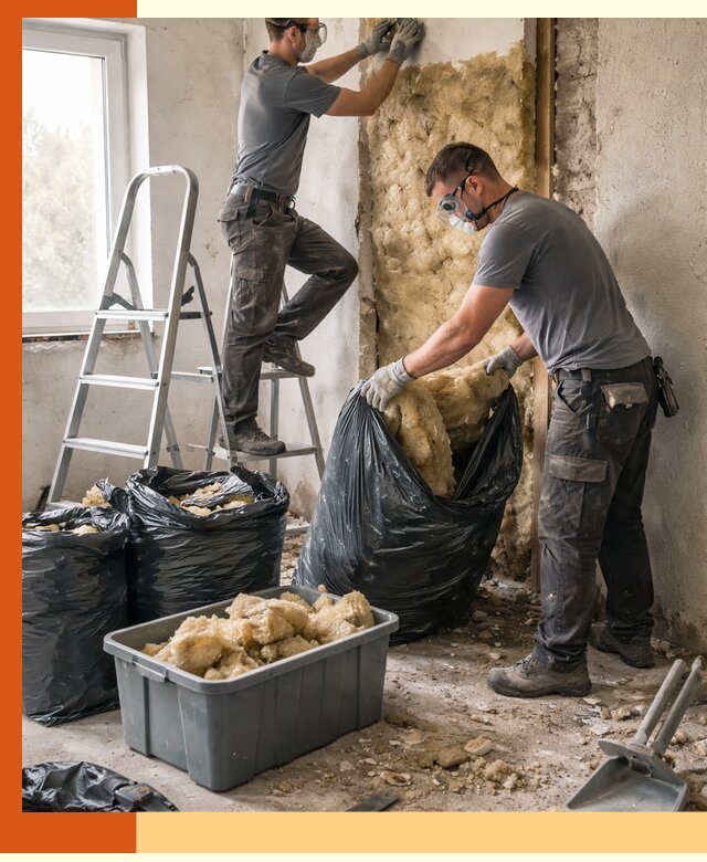 Демонтаж старого утеплителя и вывоз отходов в Сорочинске